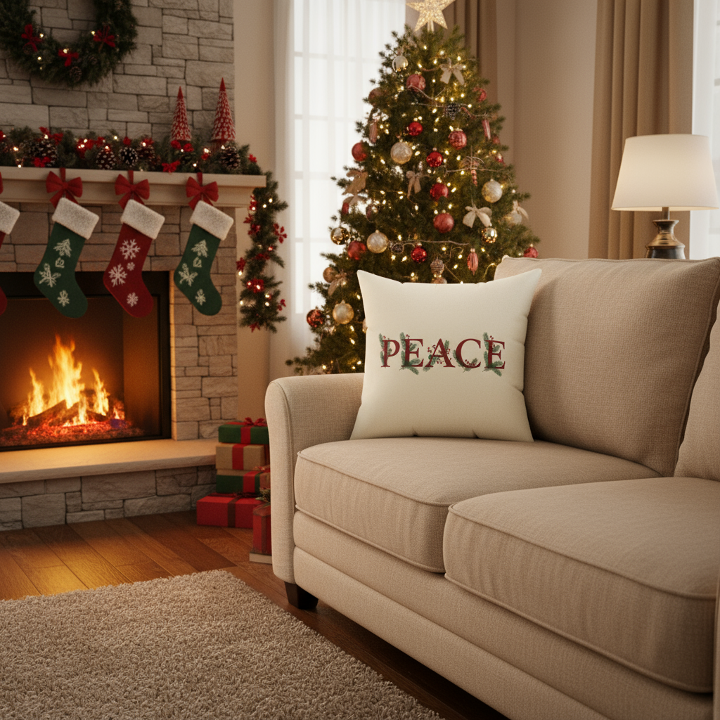 Peace Floral Square Pillow