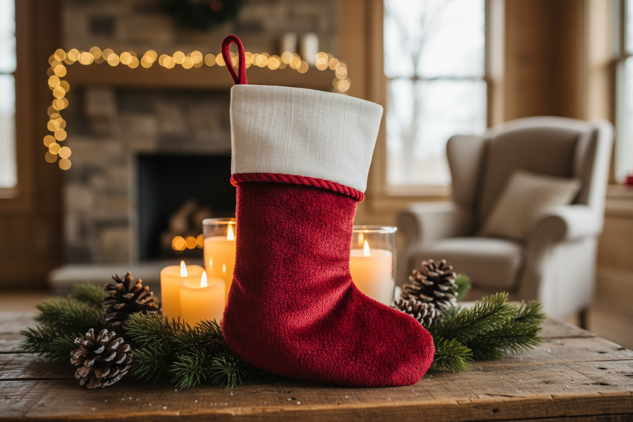 Linen Christmas Stocking