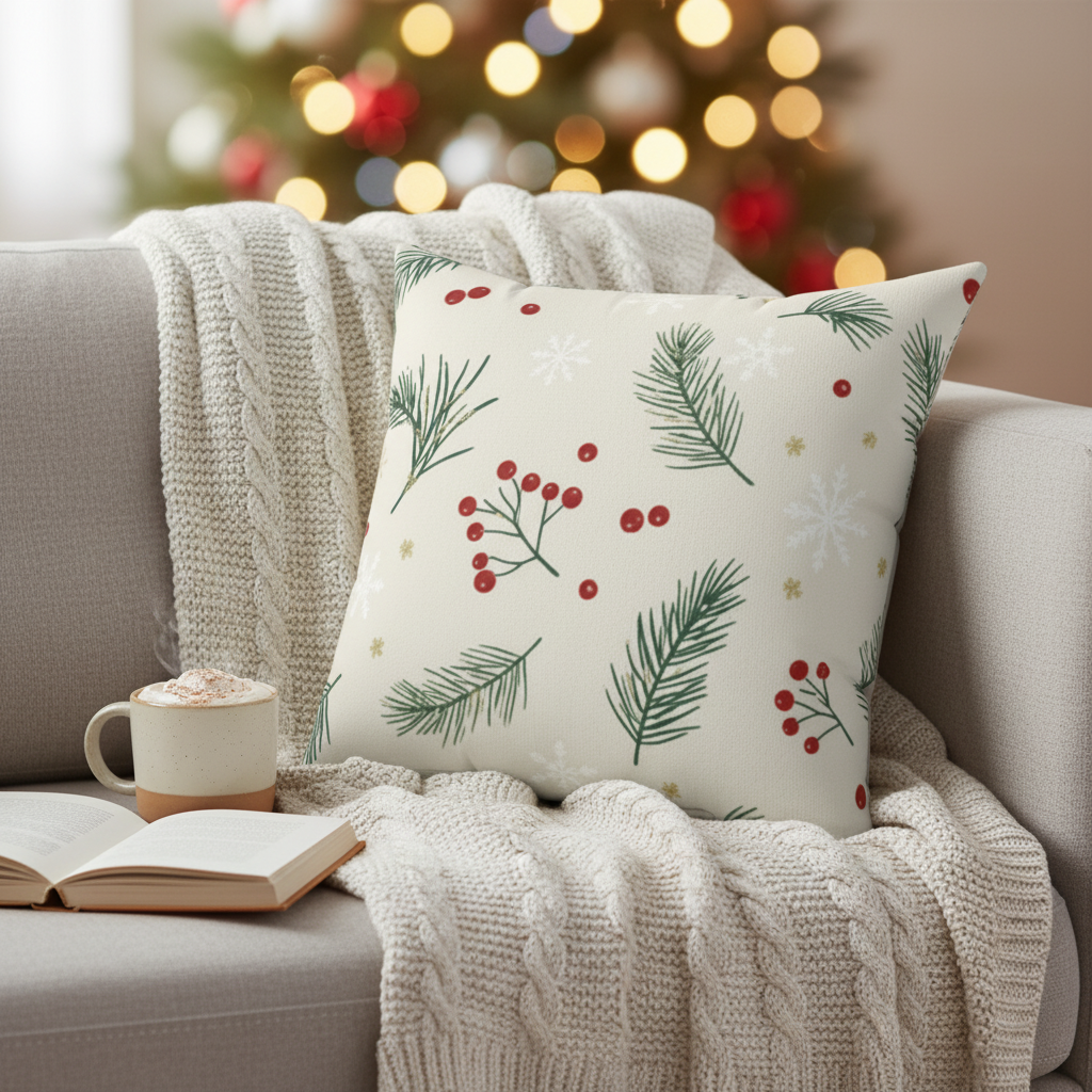 Holiday Pine & Berries Pillow