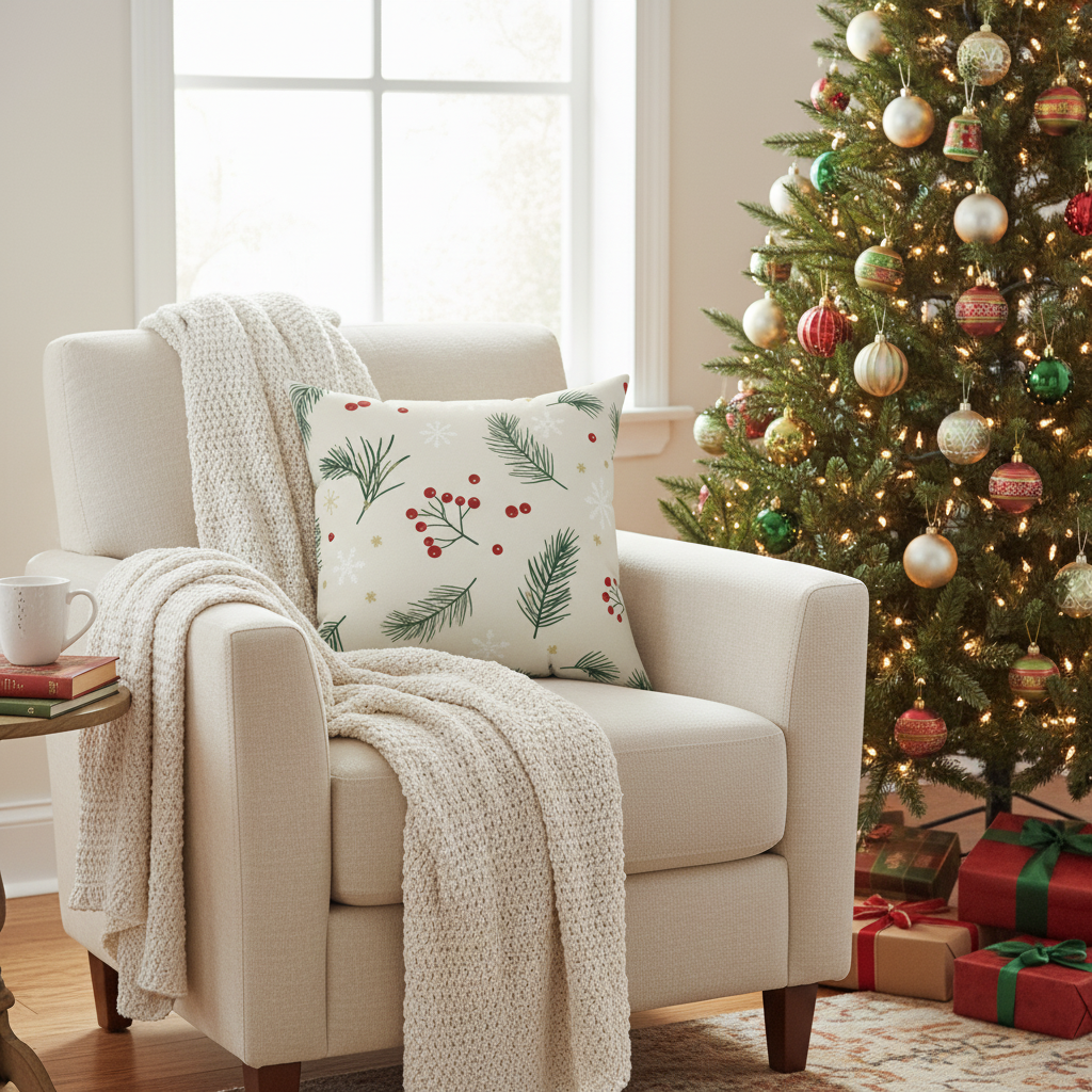 Holiday Pine & Berries Pillow