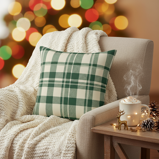 Farmhouse Green Plaid Pillow