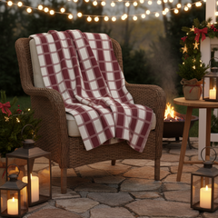 Cozy Burgundy Plaid Sherpa Fleece Blanket