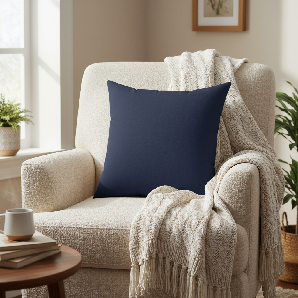 Navy Solid Decorative Pillow