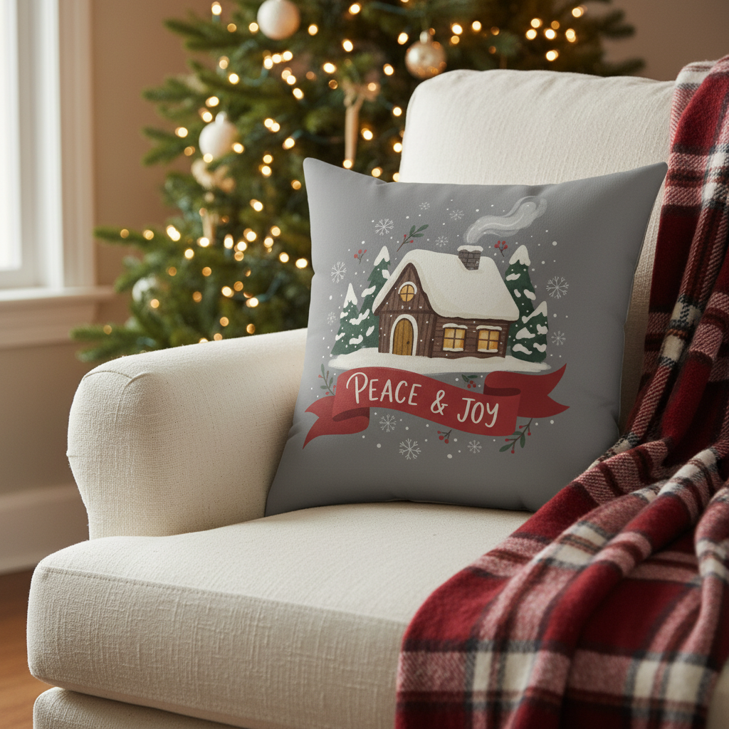 Winter Cabin Spun Polyester Pillow