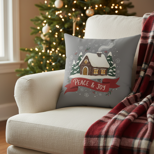 Winter Cabin Spun Polyester Pillow