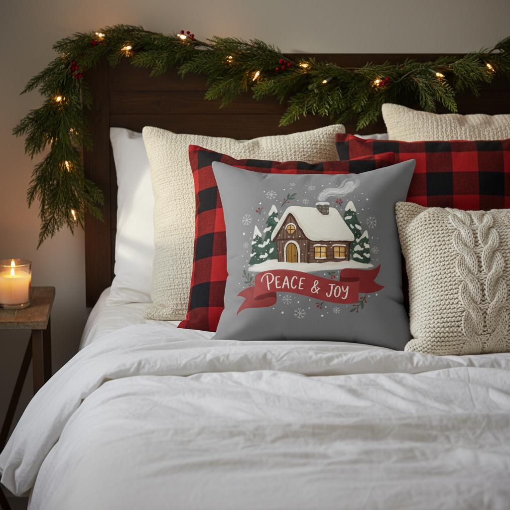 Winter Cabin Spun Polyester Pillow