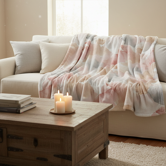 Soft minky blanket plush throw - ultra-cozy fleece blanket side view
