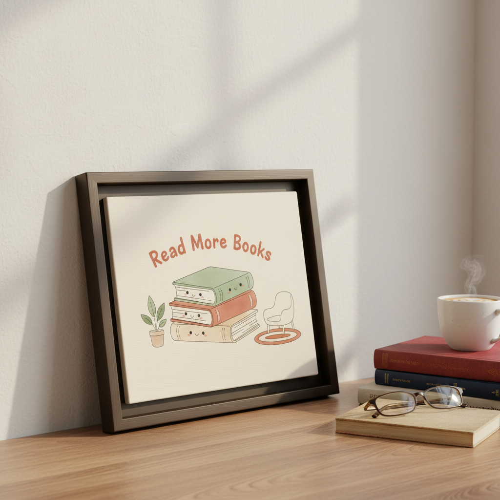 Read more books canvas wall art framed poster library decor book lover gift
