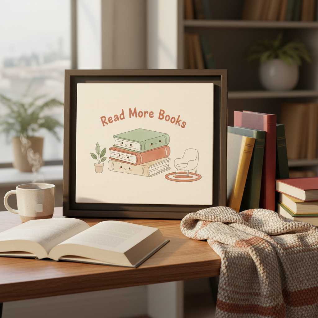 Framed canvas print read more books library wall art cozy home decor book lover
