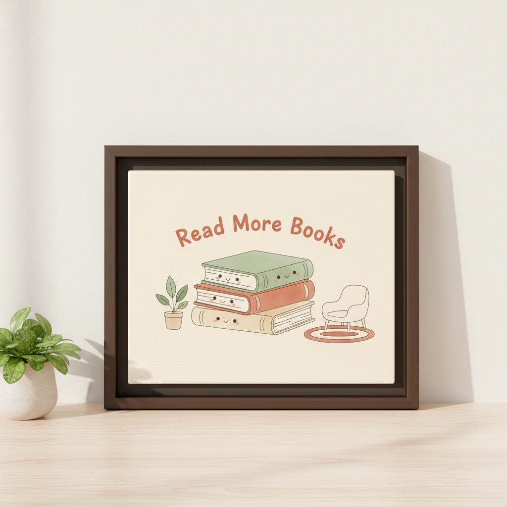 Read more books framed canvas print cozy library wall art book lover home decor

