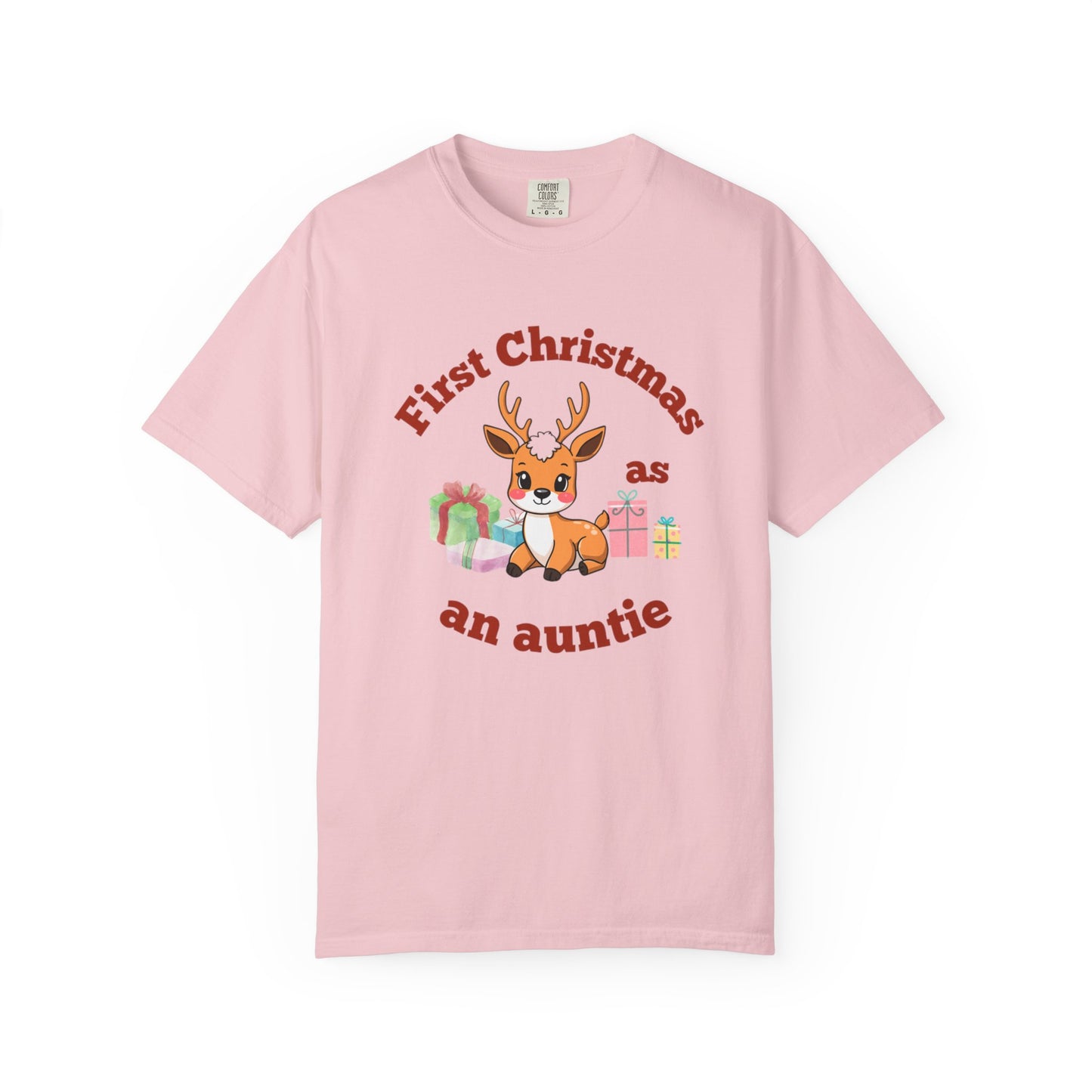 Unisex Christmas Auntie T-shirt - Cute Reindeer Design for New Aunts