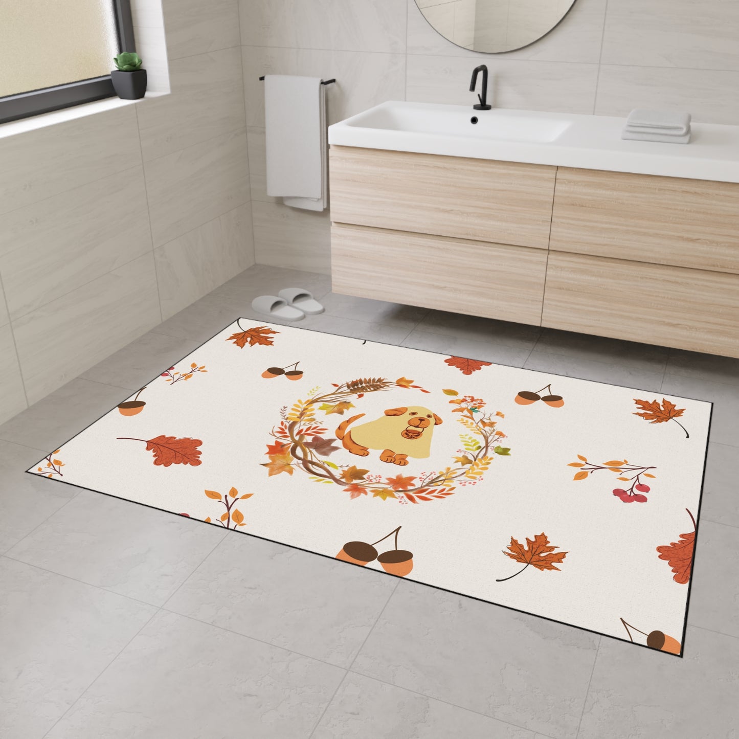 Floor Mat - Autumn-Themed Heavy Duty Rug, Fall Decor, Pet-Friendly, Cozy Living Room Accent