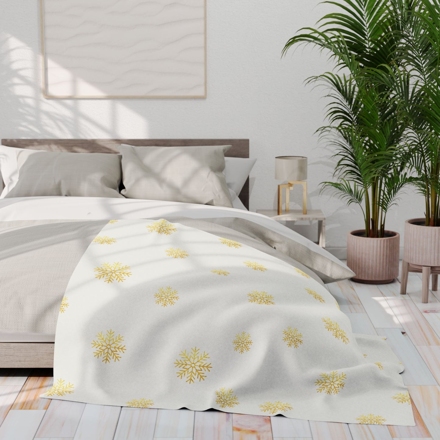 Fleece Blanket - Cozy Winter Snowflake Pattern, Holiday Gift, Soft Luxury Throw