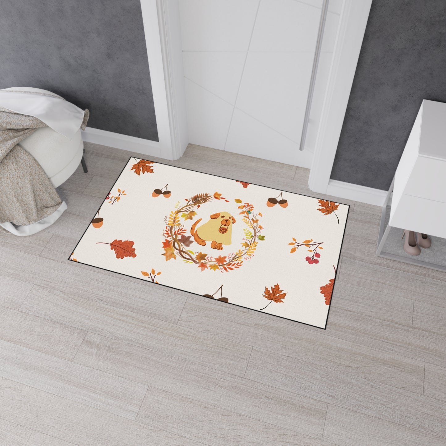 Floor Mat - Autumn-Themed Heavy Duty Rug, Fall Decor, Pet-Friendly, Cozy Living Room Accent
