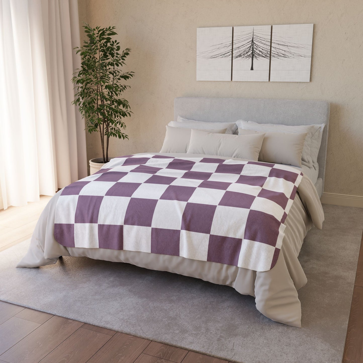 Cozy Checkerboard Fleece Sherpa Blanket - Perfect for Home Decor