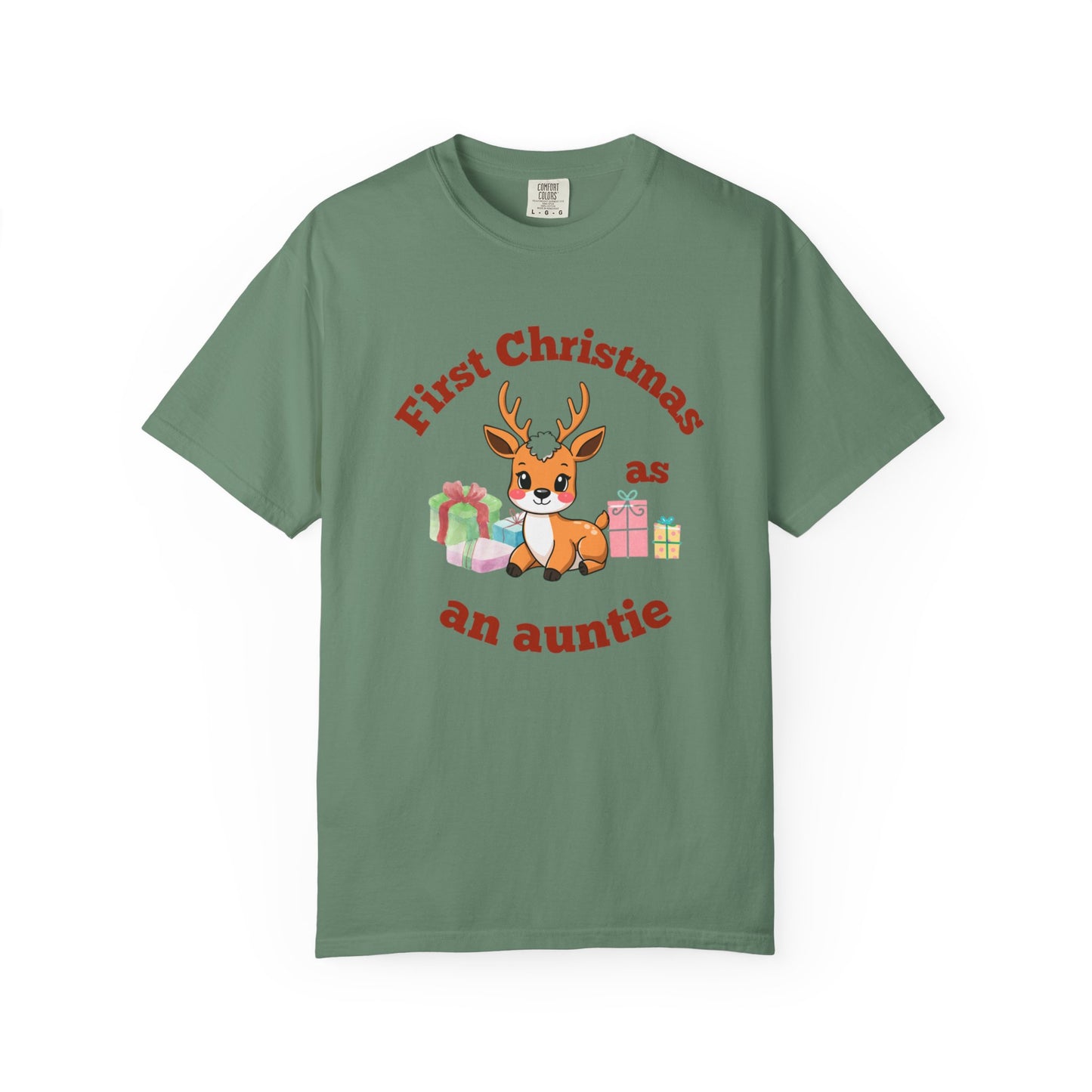 Unisex Christmas Auntie T-shirt - Cute Reindeer Design for New Aunts