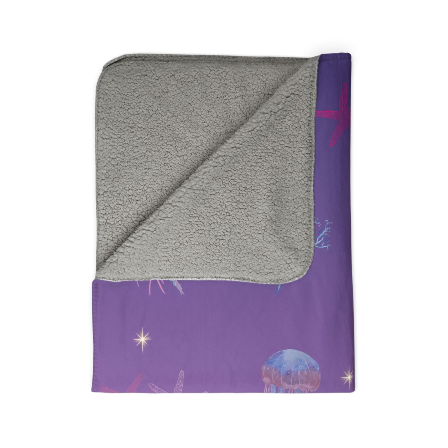 Cozy Jellyfish Fleece Sherpa Blanket, Nautical Throw Blanket