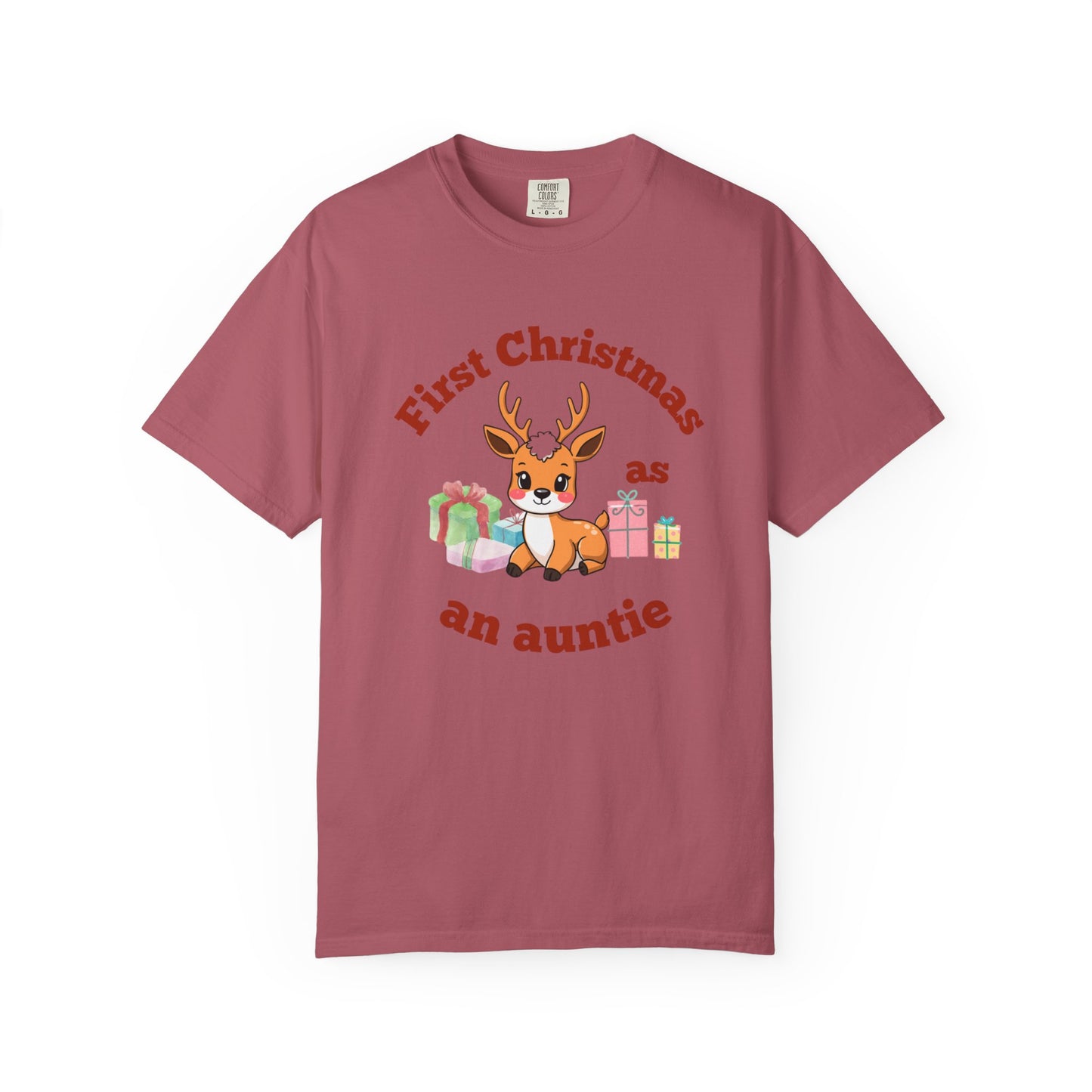 Unisex Christmas Auntie T-shirt - Cute Reindeer Design for New Aunts