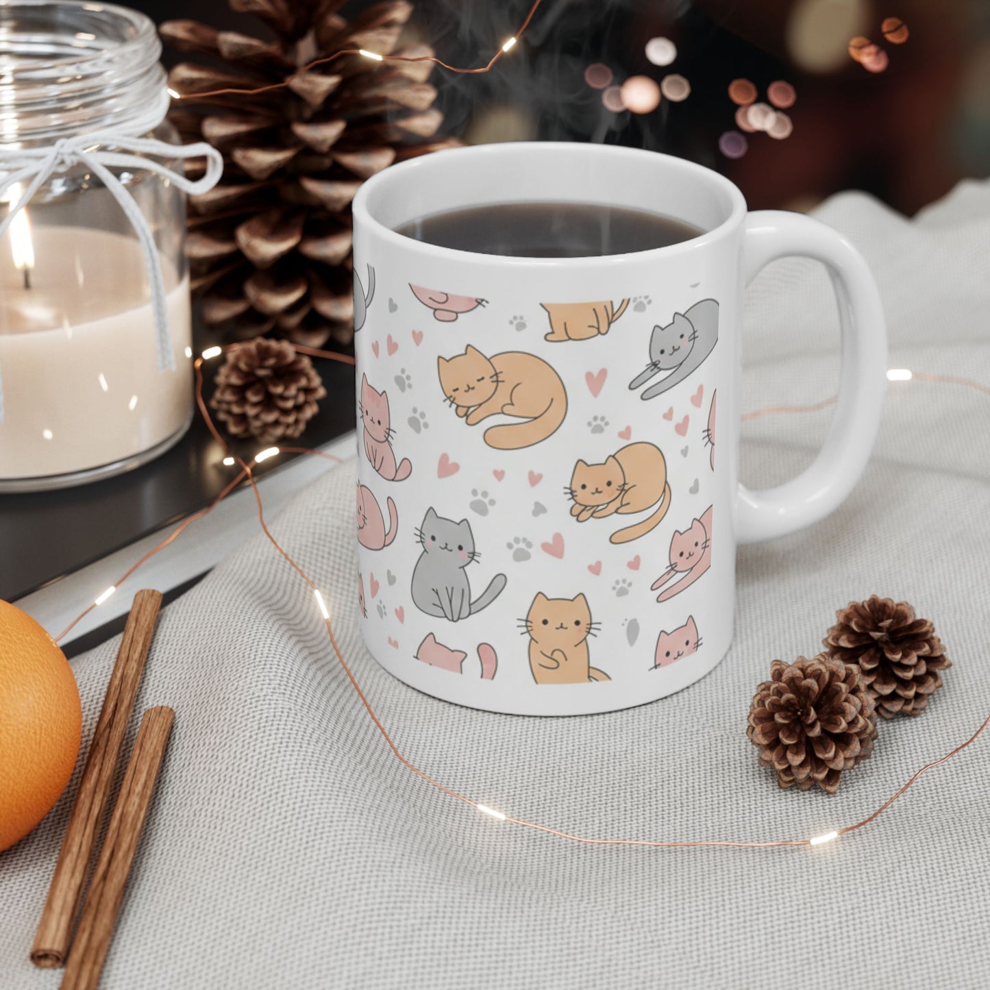 Ceramic Mug - Cute Cat Design, Perfect Gift for Cat Lovers