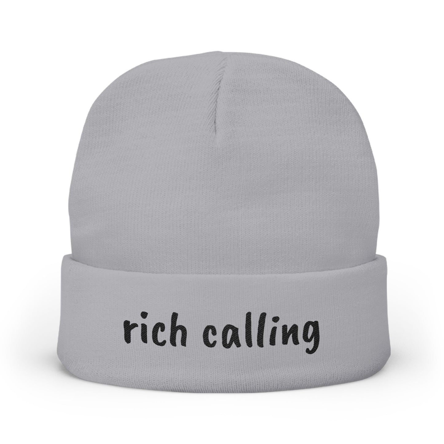 Knit Beanie, rich calling, soft comfortable beanie, everyday wear, outdoors wear, stylish beanie, teenager beanie