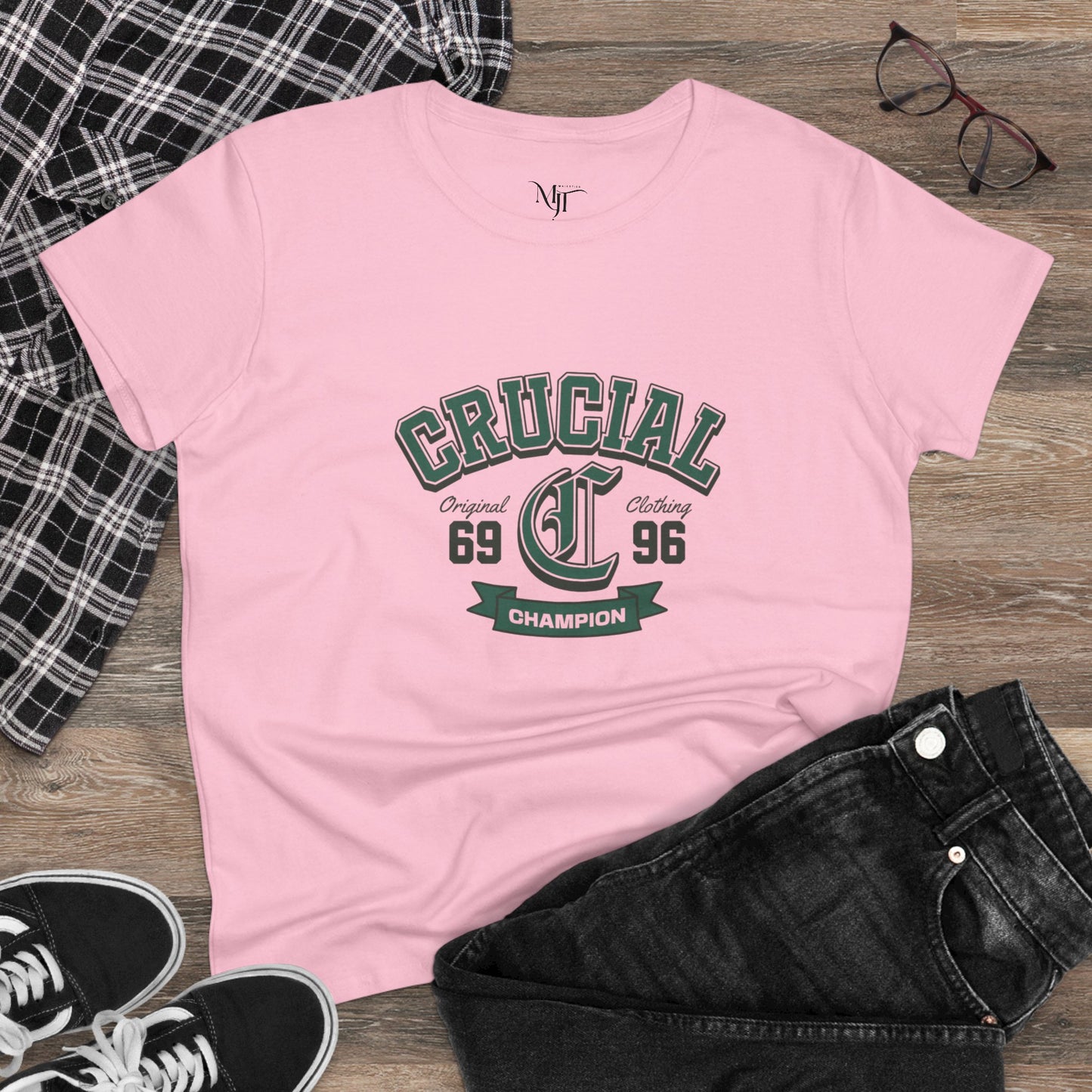 Cotton Tee for Women - Casual Comfort for Everyday and Special Occasions, gift for her, birthday gift for friends or family, midweight shirt, shirt for teens and adults, 69, 96, crucial, curved text shirt, cute white, baby pink and ash shirt.