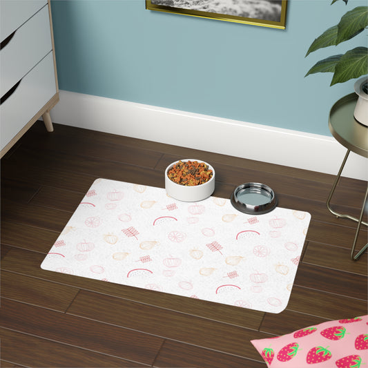Floral Pet Feeding Mat - Non-Slip Washable for Dogs & Cats