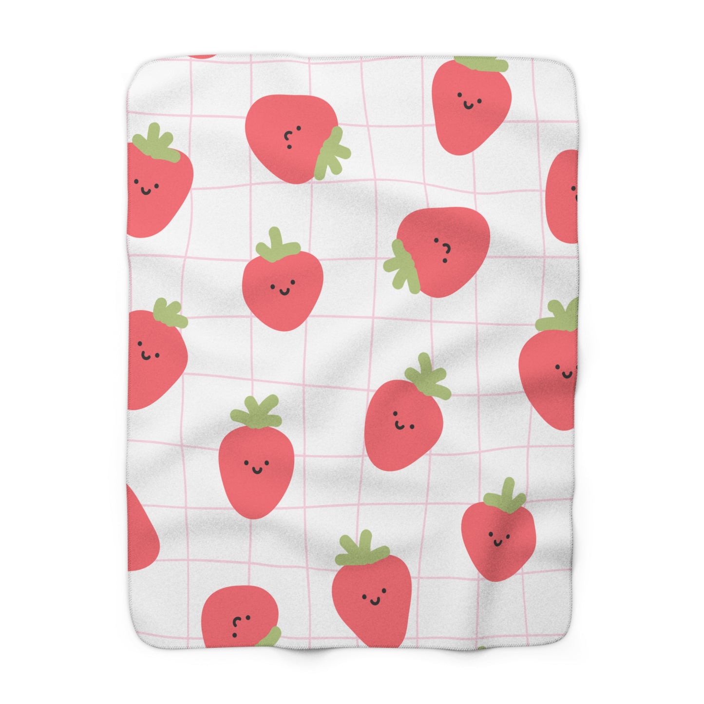 Cute Strawberry Sherpa Fleece Blanket, Perfect Gift for Kids