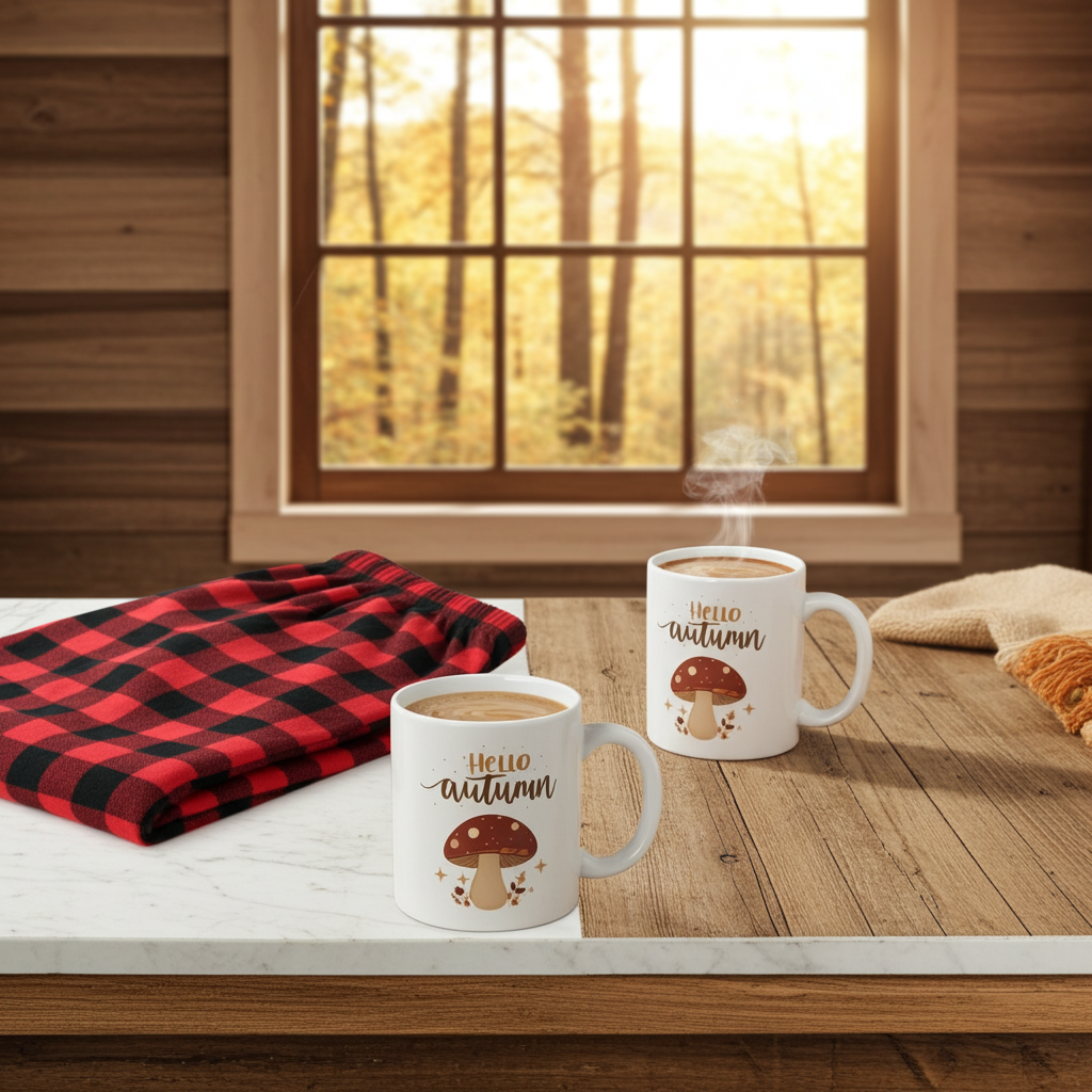Buffalo Check Pärchen-Set – Pyjamas & Herbsttassen im Partnerlook