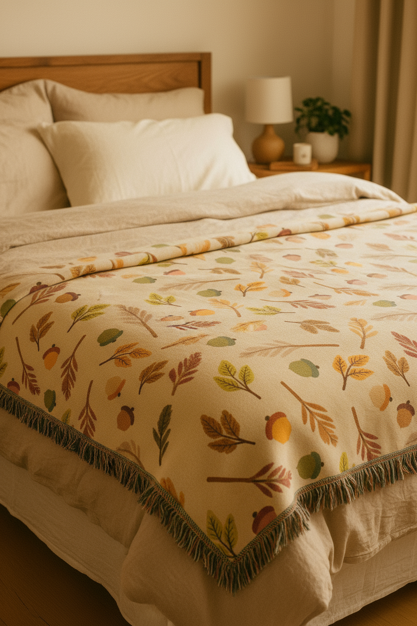 Autumn Leaf Woven Blanket - Bedroom