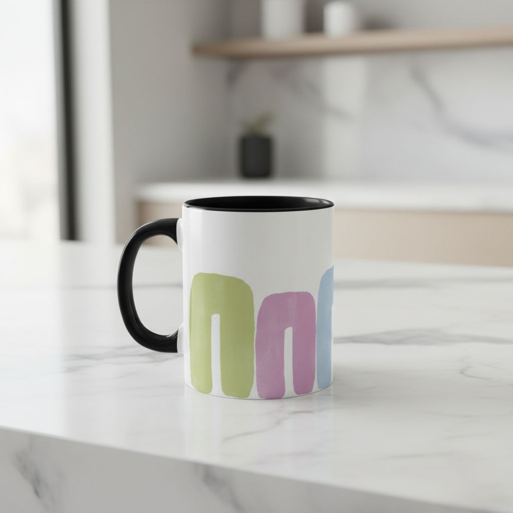 Black accent mug on marble