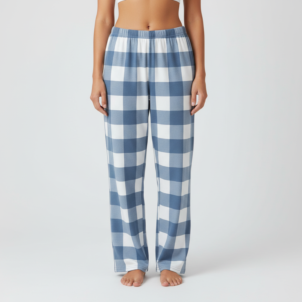 Blue Gingham PJ Pants Light Grey BG