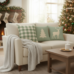 Sage Green Christmas Pillow Set - 3 Piece Collection (18