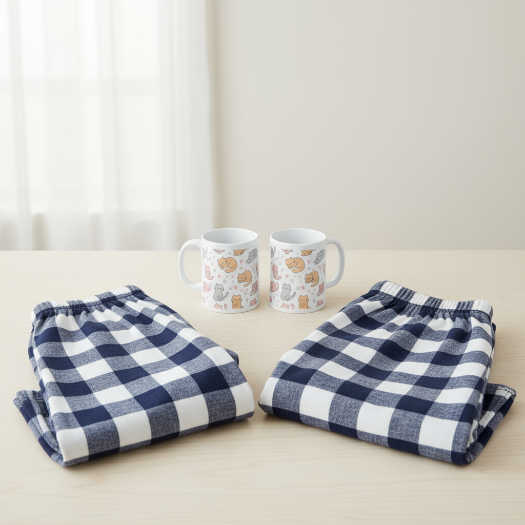 Matching Pajamas & Mug Bundle for Couple - Cozy Lounge Set