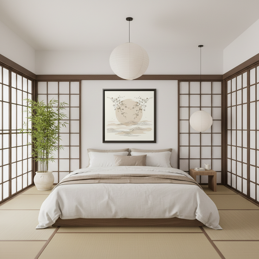 Japanese-inspired cherry blossom canvas wall art