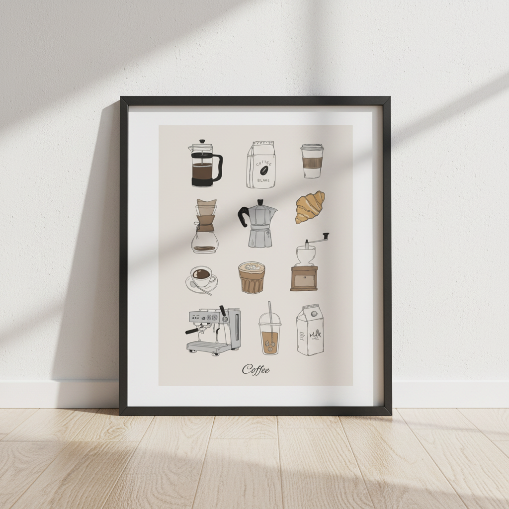 Coffee Poster 12x16 - Square Close