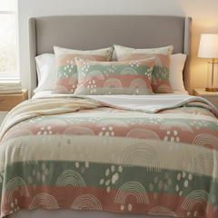 Complete Cozy Home Set - Blanket + 2 Square Pillows + Lumbar Pillow