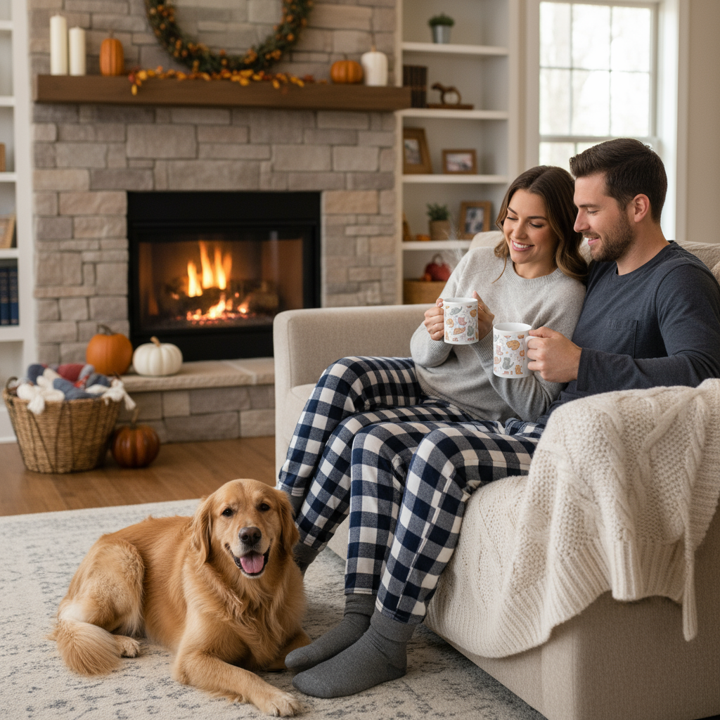 Matching Pajamas & Mug Bundle for Couple - Cozy Lounge Set