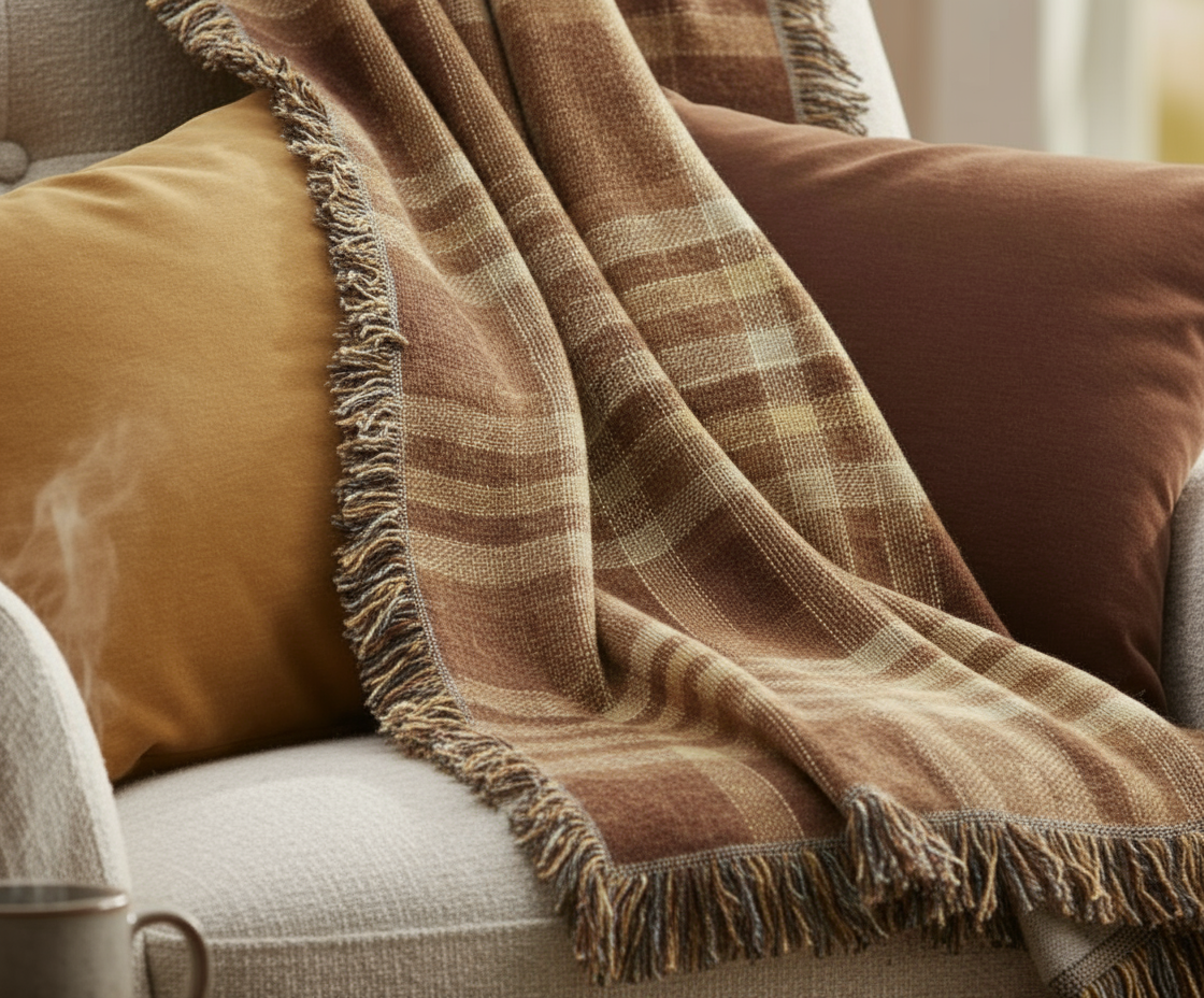 Cozy Blanket on Sofa - Full Frame