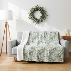 Eucalyptus Botanical Minky Blanket - Soft Throw Blanket