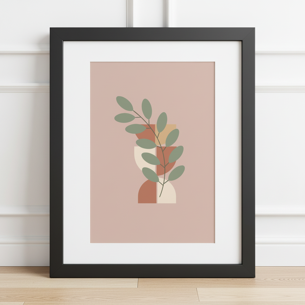 Eucalyptus vase framed poster 8x10 11x14 16x20 black frame botanical wall art blush pink sage green
