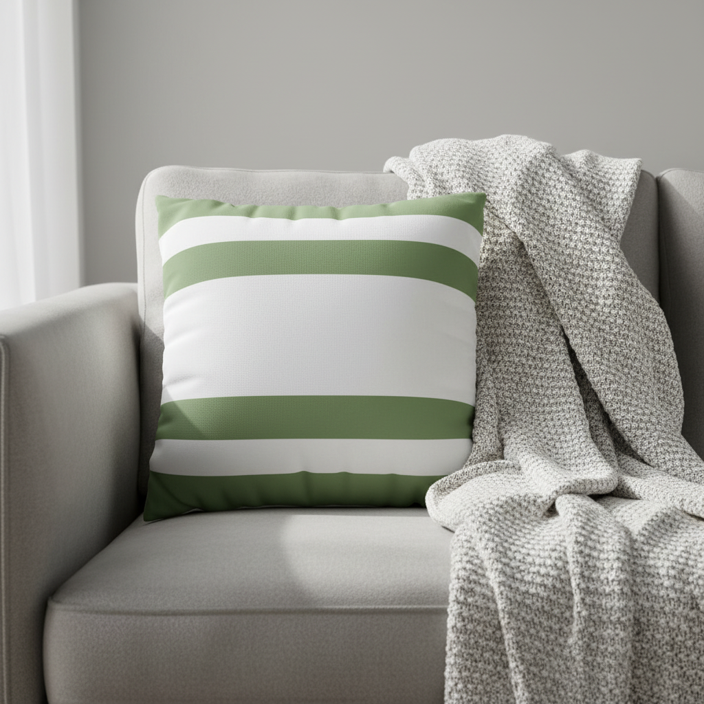 Fern pillow on grey couch green botanical decorative throw cushion home decor