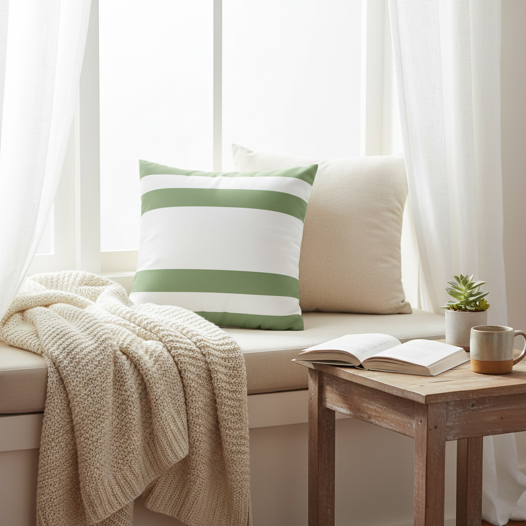 Fern pillow botanical decorative throw cushion white bed green plant home decor accent