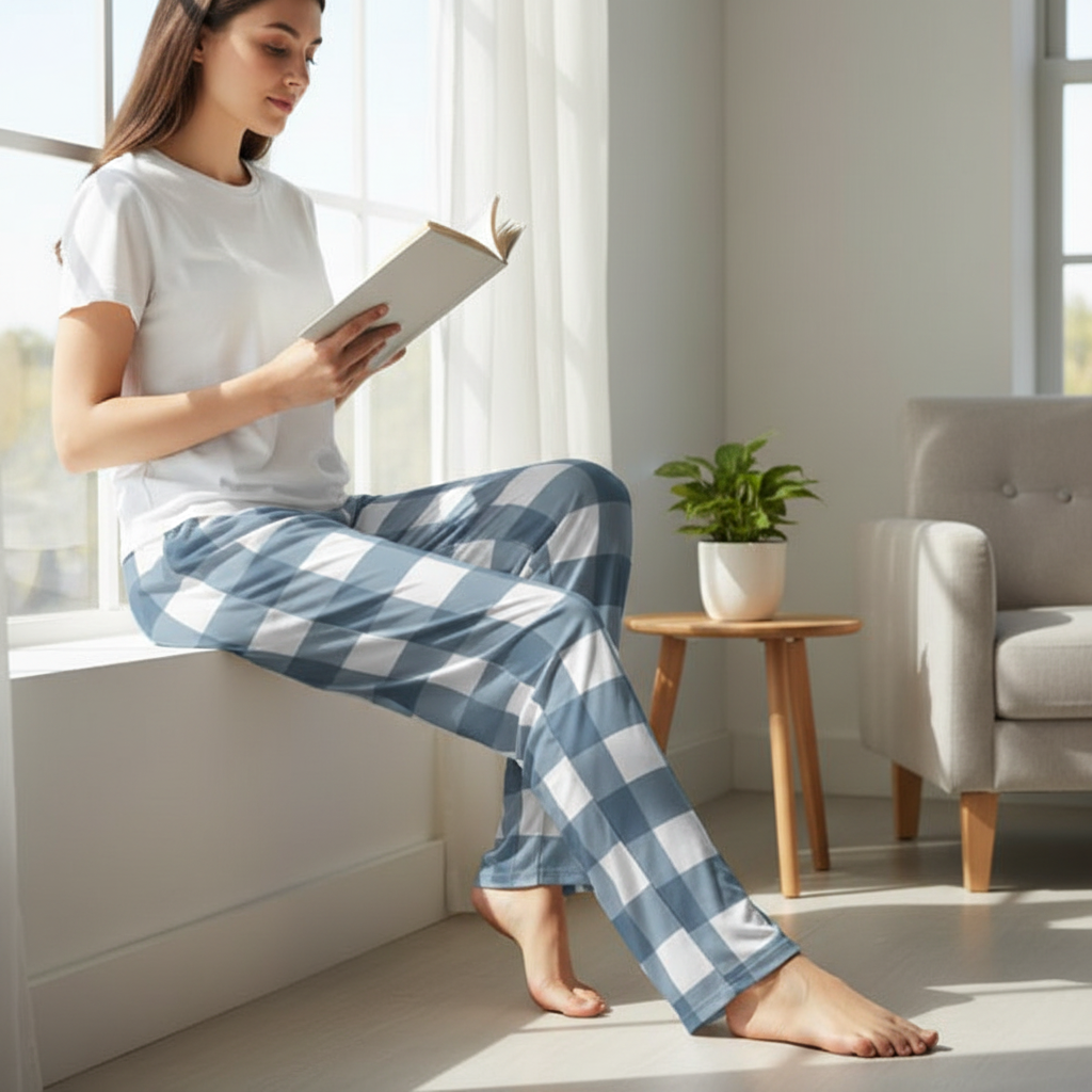 Gingham PJ Pants Window No Face