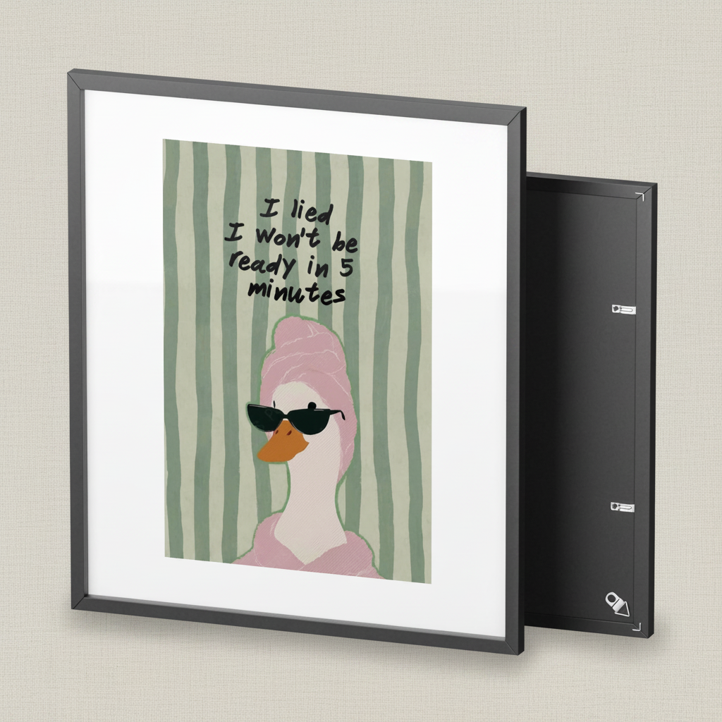 Glam Goose Framed Poster on Greige Background