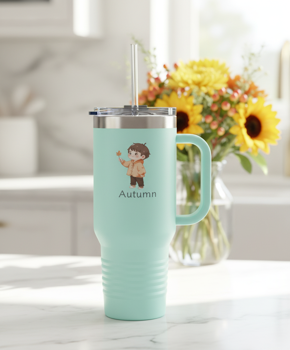 Mint autumn tumbler kitchen 40oz insulated travel mug seasonal fall drinkware
