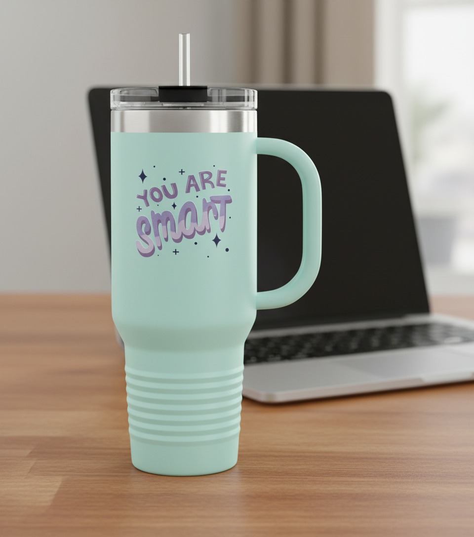 Mint You Are Smart Tumbler Work Desk