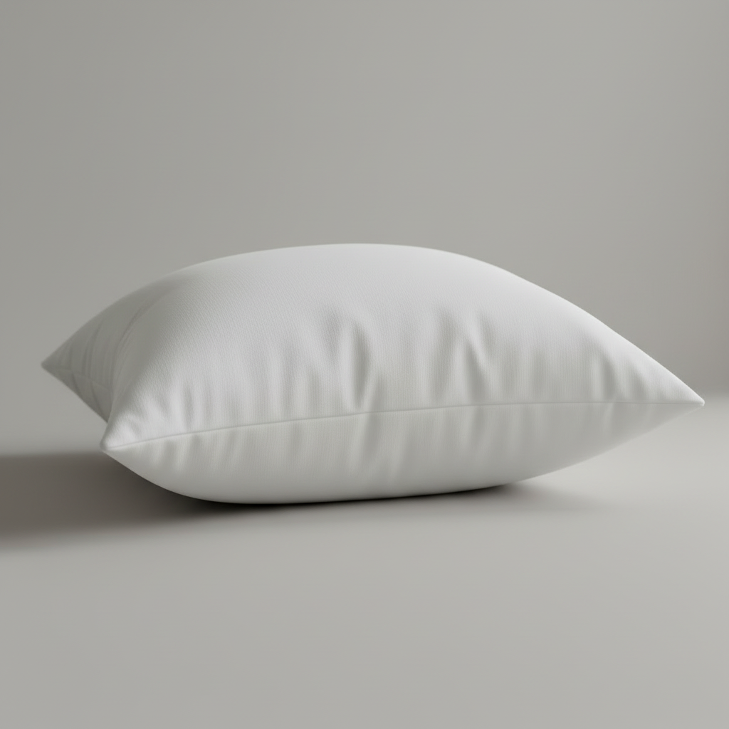 Puffed white pillow closer shot