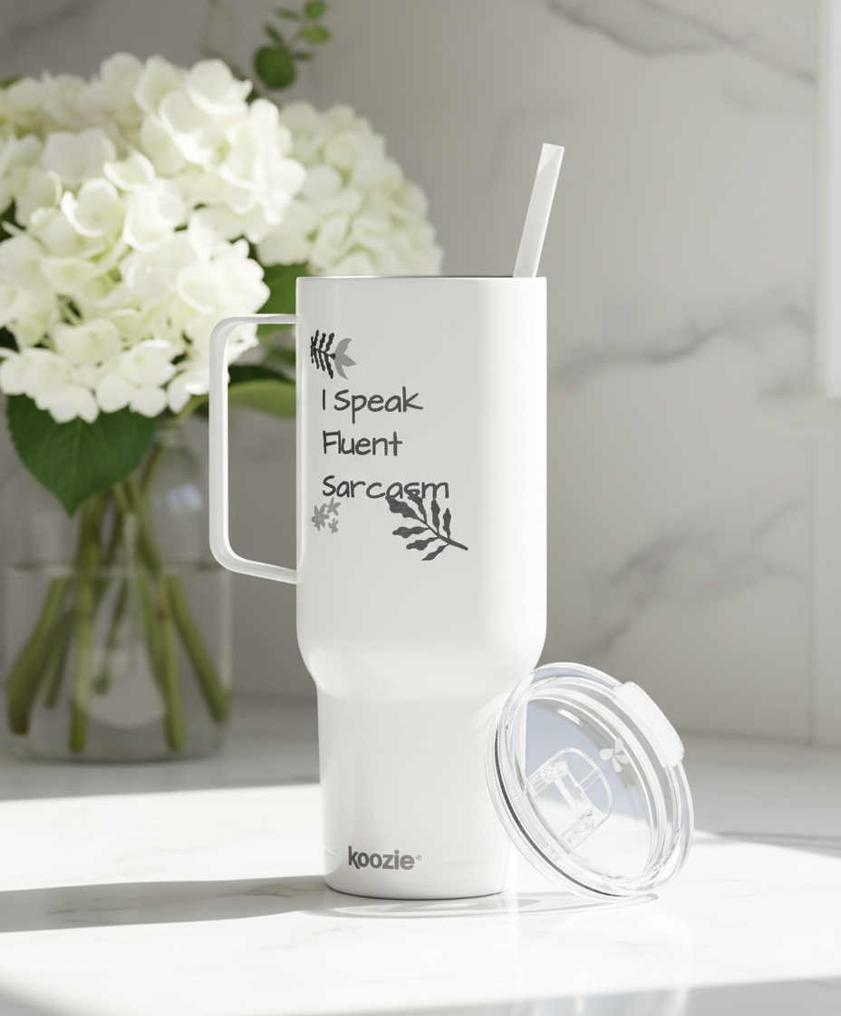 Sarcasm Tumbler Lid Beside