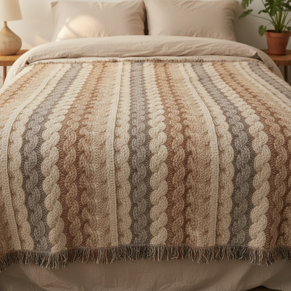 Striped Woven Blanket - Bedroom