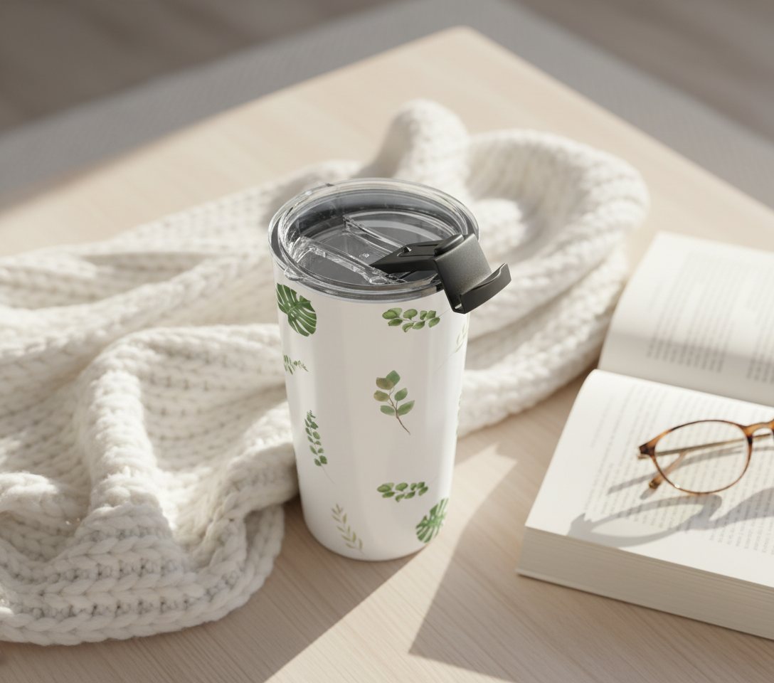 Tropical Leaf Tumbler Top View Coffee Table